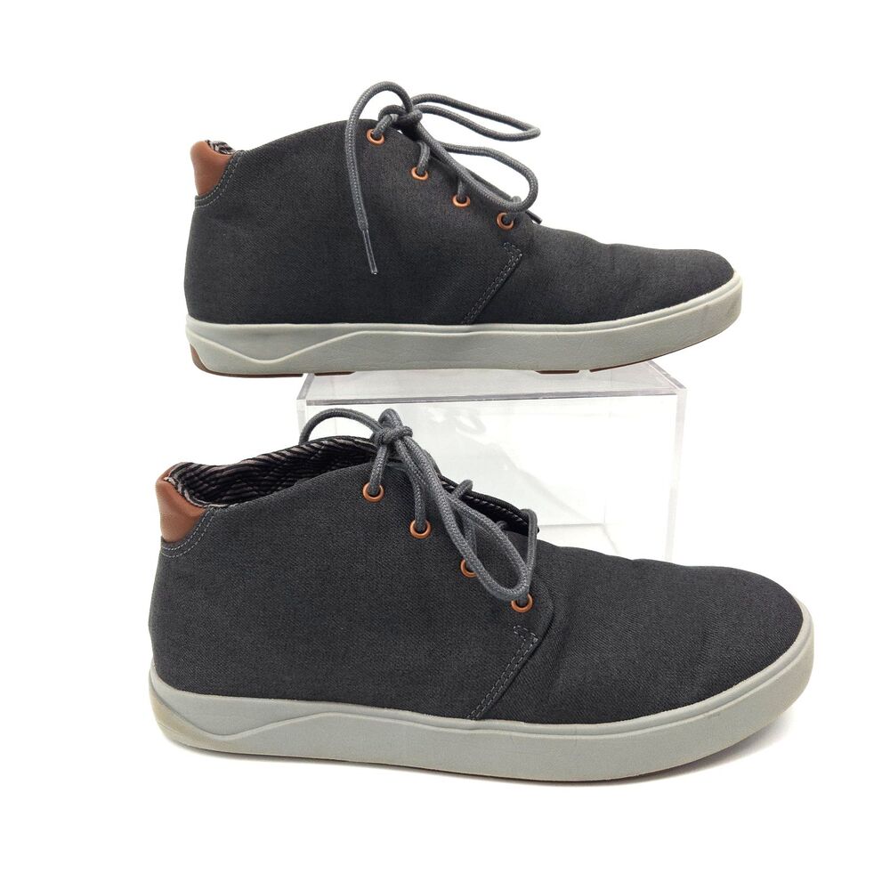 OluKai Nana Hele Waiapo Shoes Mens 10.5 Dark Wood Grey Canvas Chukka Boots